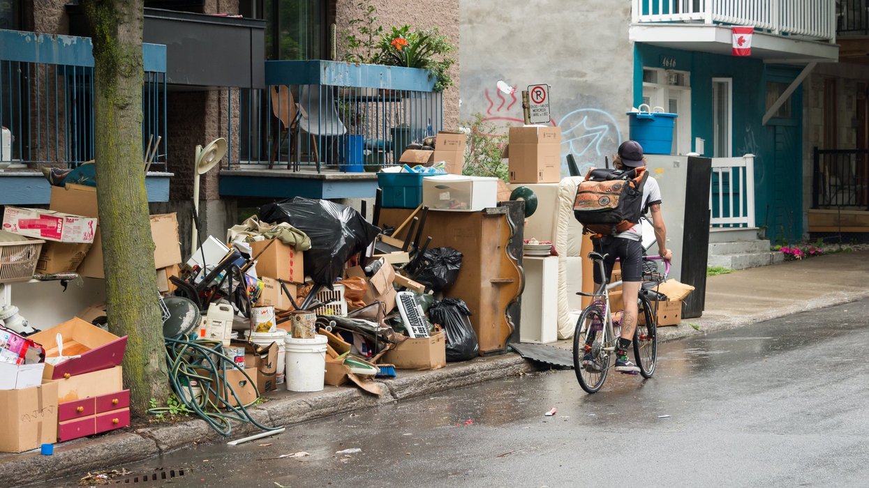 Moving Day in Montreal, Canada. Montreal, CANADA - 1 July 2017: Moving Day in Montreal. In Quebec, July 1 Canada Day is also known as Moving Day.