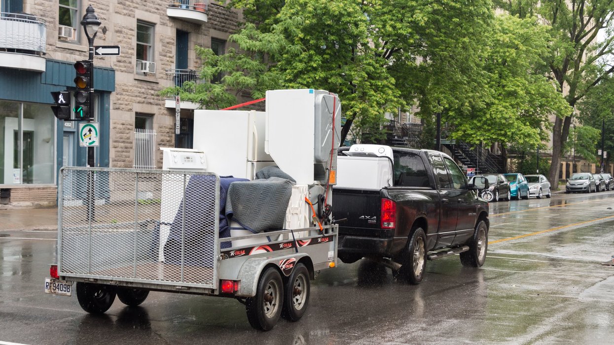 Moving Day in Montreal, Canada. Montreal, CANADA - 1 July 2017: Moving Day in Montreal. In Quebec, July 1 Canada Day is also known as Moving Day.