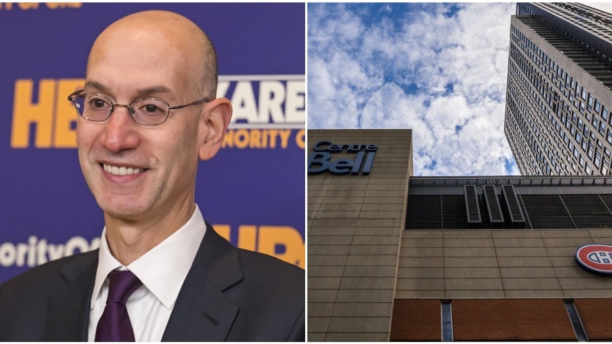 NBA commissioner Adam Silver. Right: The Bell Centre in Montreal.