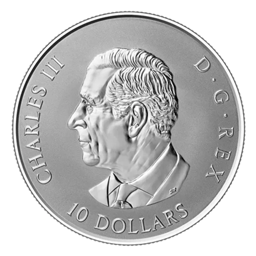 Obverse side of Gleaming Maple Leaves \u2014 1/2 oz. Fine Silver Coin.