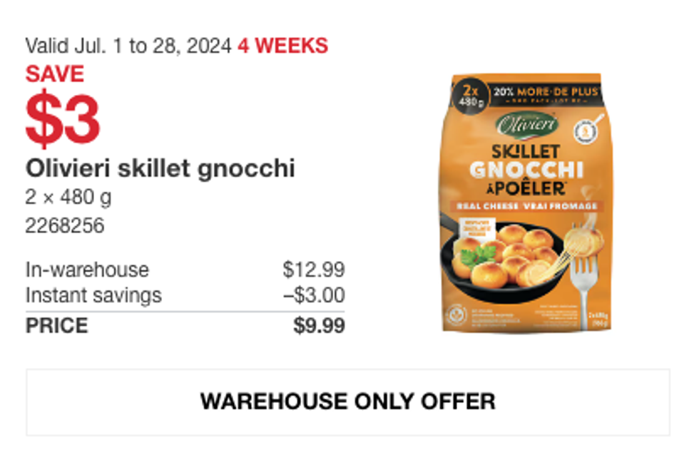 Olivieri skillet gnocchi on sale at Costco.