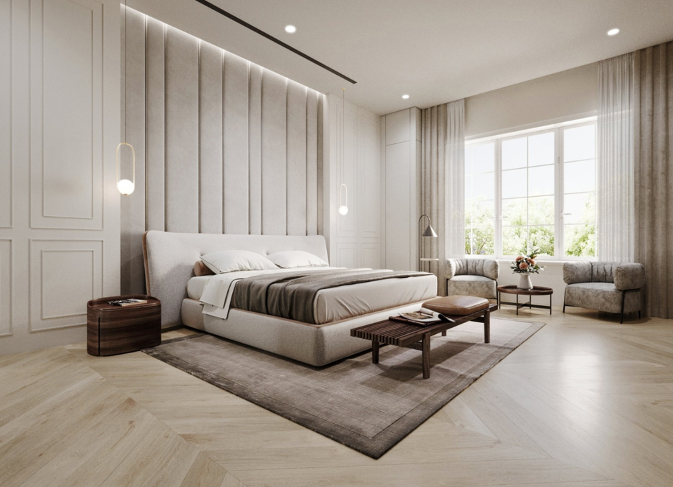 One of the home's seven bedrooms.