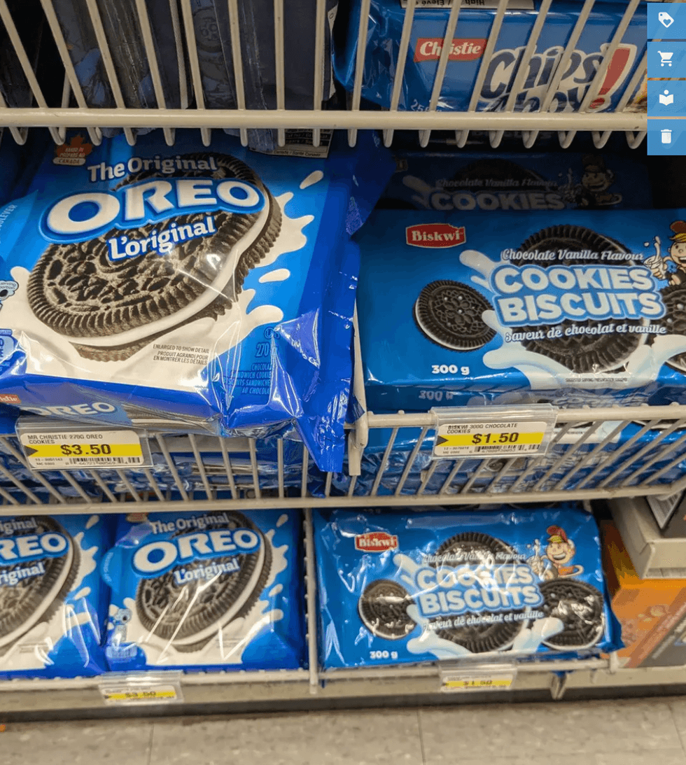 Oreos and Chocolate Vanilla Cookies at Dollarama.