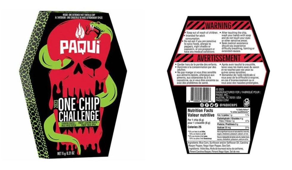 Paqui brand 2023 One Chip Challenge