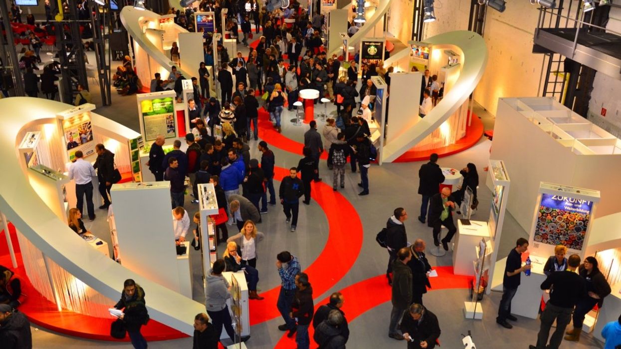 People attending a job and information fair.