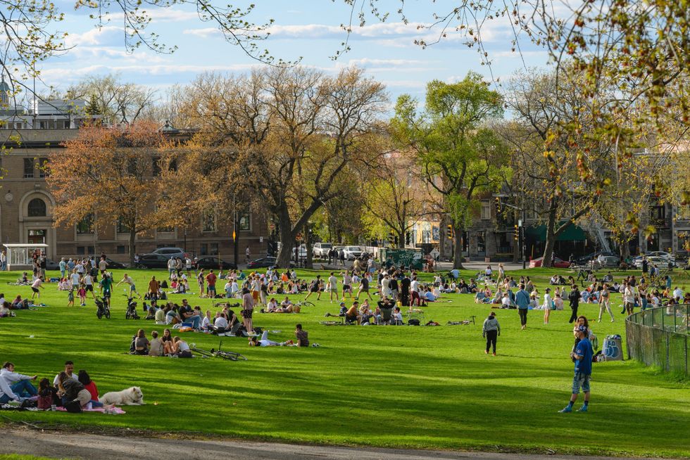 People picnic in a Montreal park.