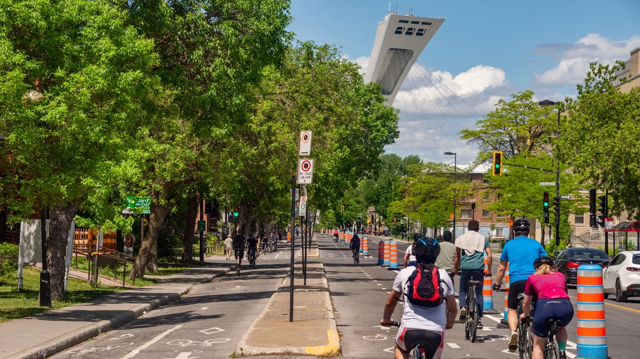 People ride bikes in Montreal.