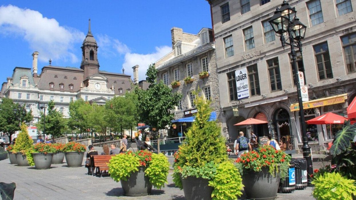 People stroll through the Old Port in Montreal, Canada