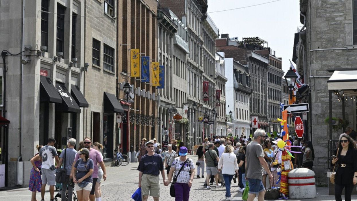People wander around Old Montreal.