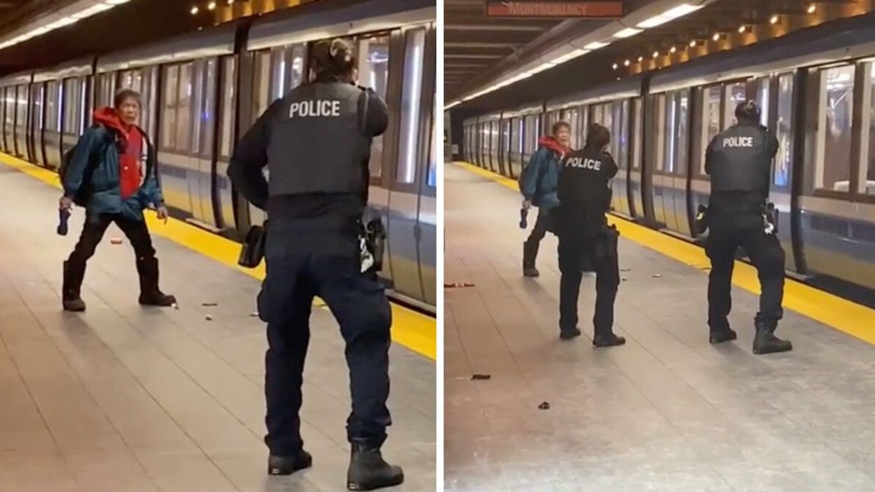 Police confront and attempt to taser an individual in Cartier metro station on March 1.