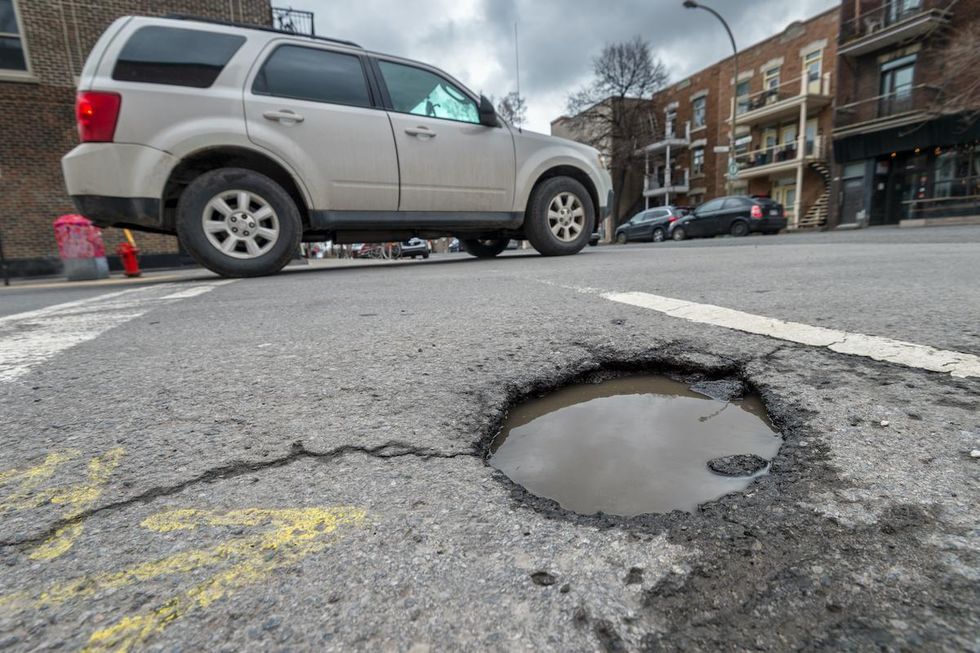 Pothole on a Montreal street.