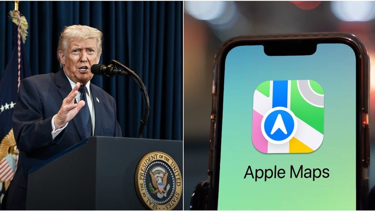 President Donald Trump. Right: Apple Maps.