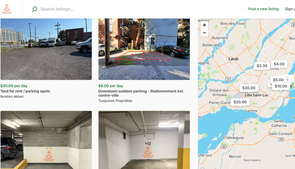 pullinparkingstationnement web page for Montreal.