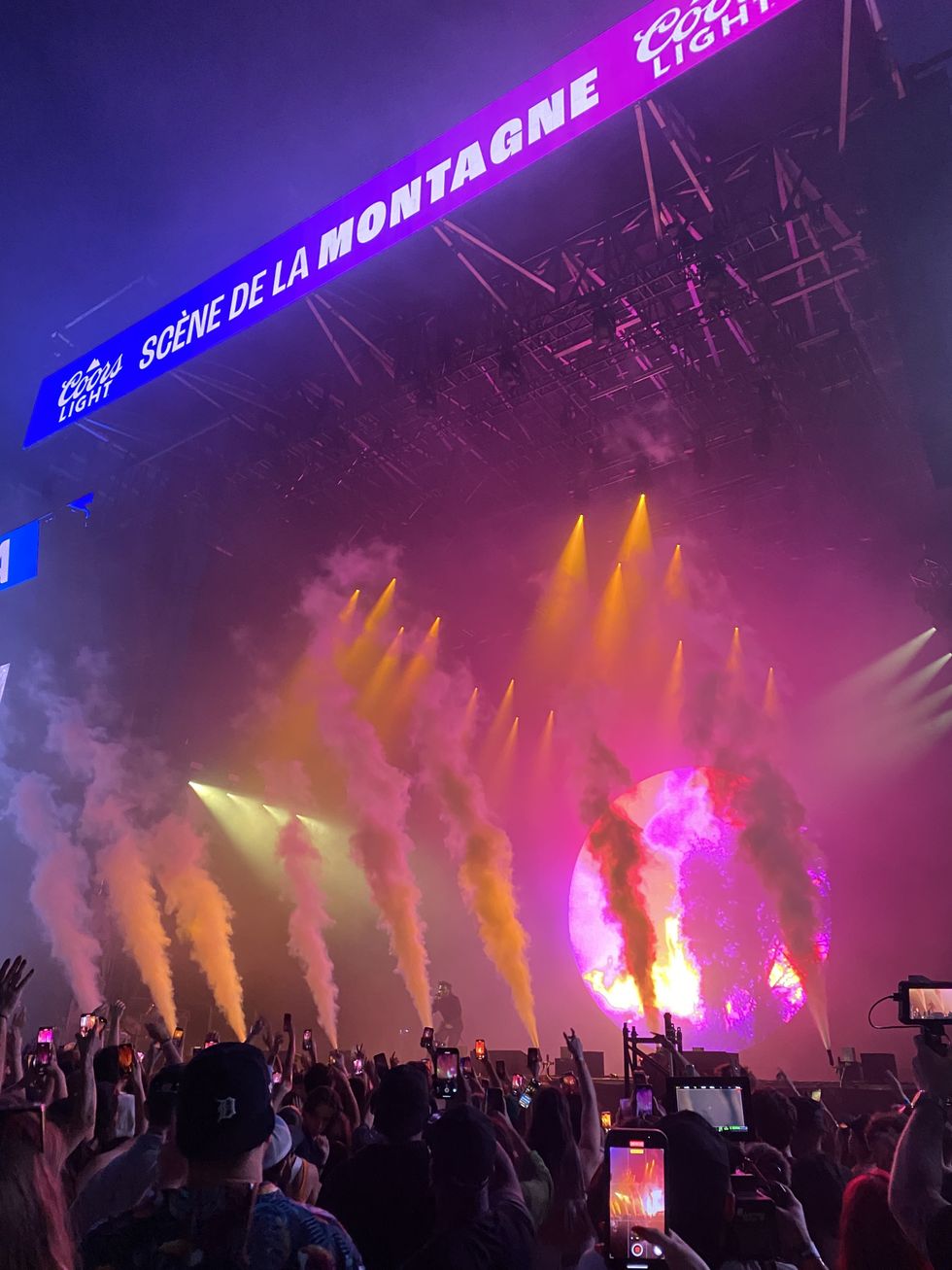 Pyroctechnics light up the stage during an OSHEAGA set. 
