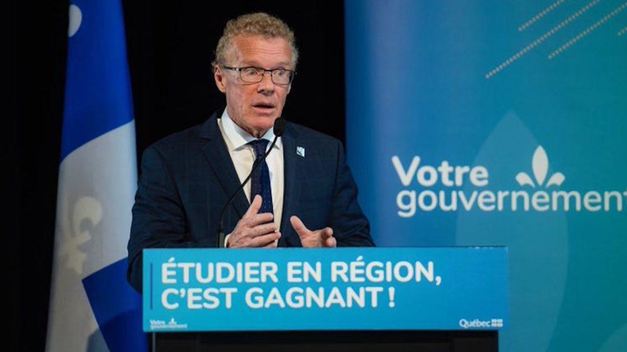 Quebec Labour Minister Jean Boulet at a press conference.