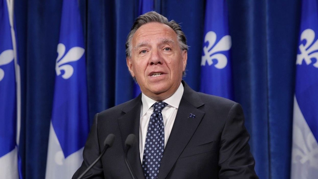 Quebec Premier François Legault addresses the media.