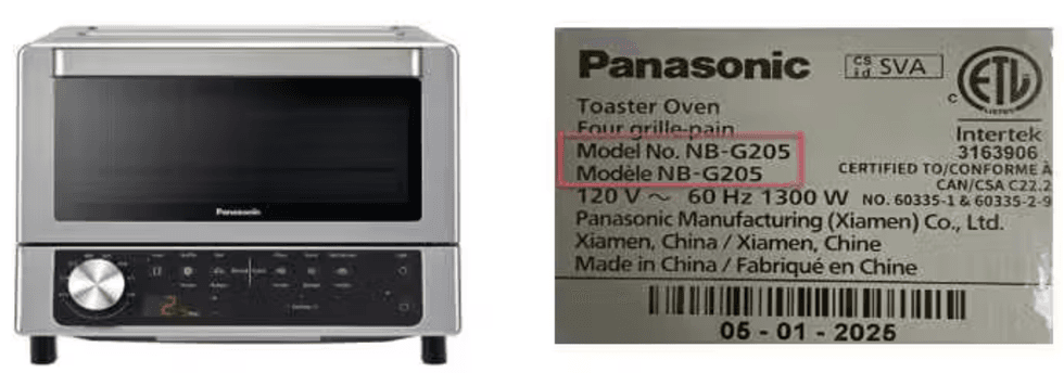 Recalled Panasonic toaster oven.