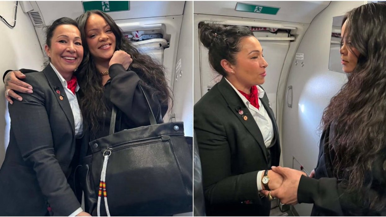 Rihanna and an Air Canada flight attendant in Montreal.