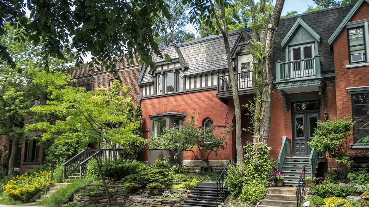 Row of brick houses in Westmount, Quebec (illustrative).