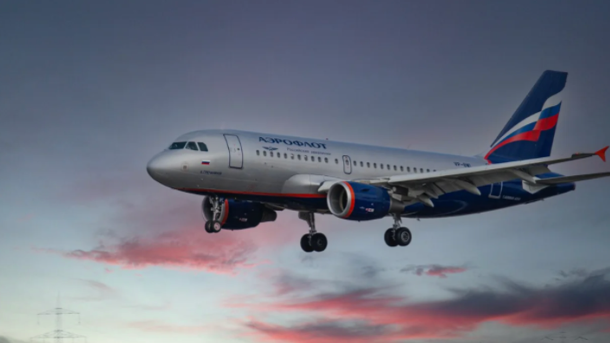 Russian airplane in the sky.
