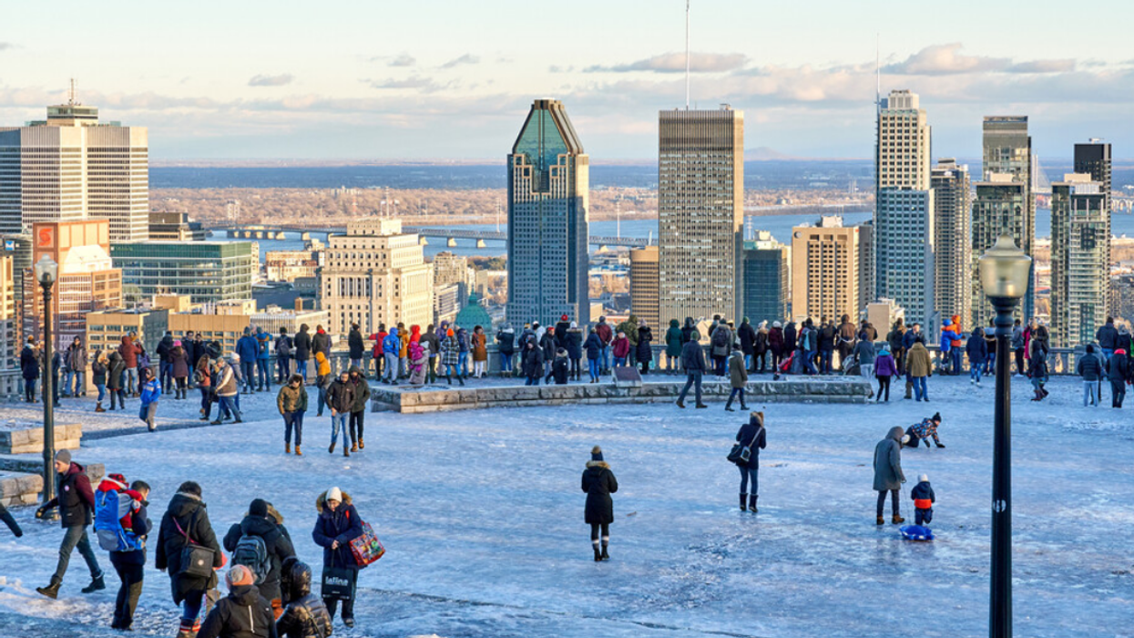 Scenic view of downtown Montreal in winter from Mount Royal.
