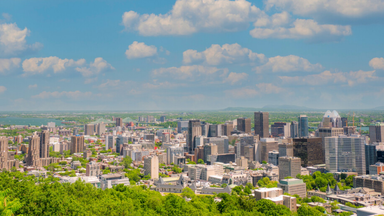 Scenic view of the Montreal, Canada skyline in the middle of summer.