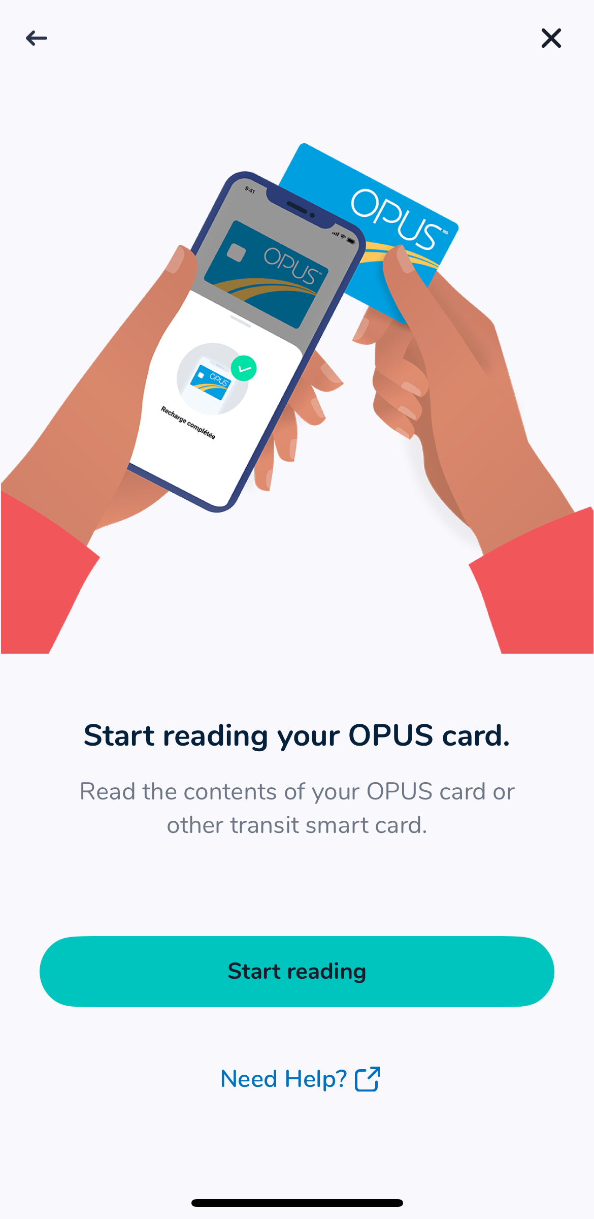 Screenshot of the Chrono app, which Montrealers can now use to reload their OPUS cards.