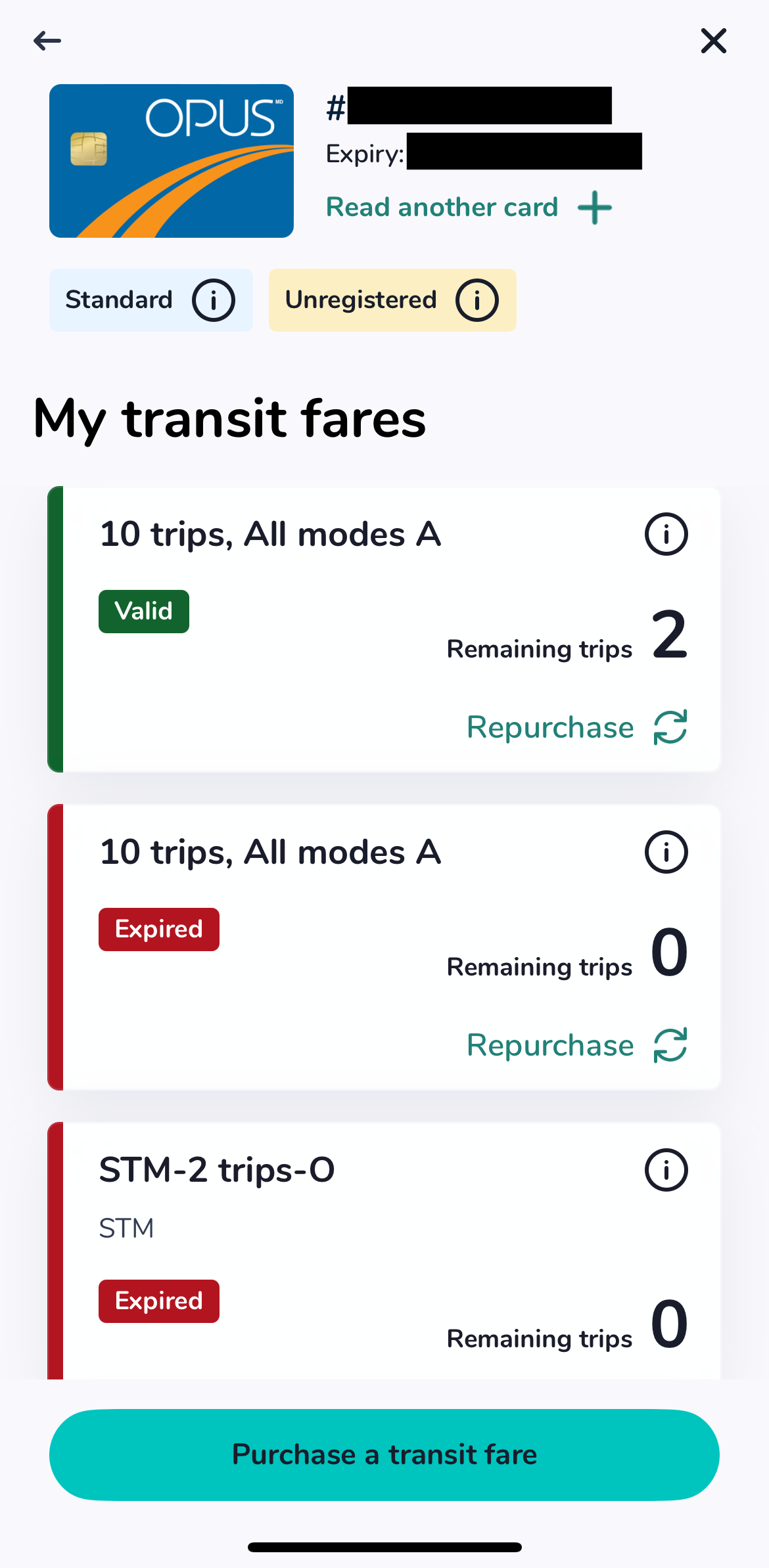 Screenshot of the Chrono app, which Montrealers can now use to reload their OPUS cards.