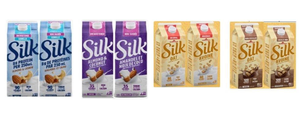 Several almond and oat milk brands have been recalled across Canada