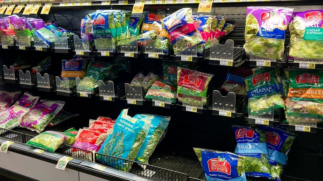 Several salad kits sold at a grocery store in North America.