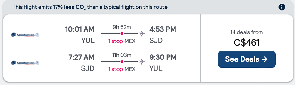 Skyscanner flights from Montreal to San Jose Cabo, Mexico with Aeromexico.\u200b