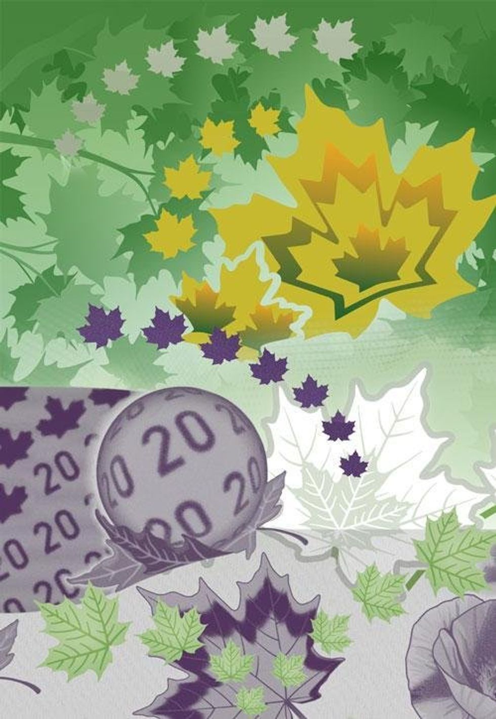 Some of the maple leaves are security features.