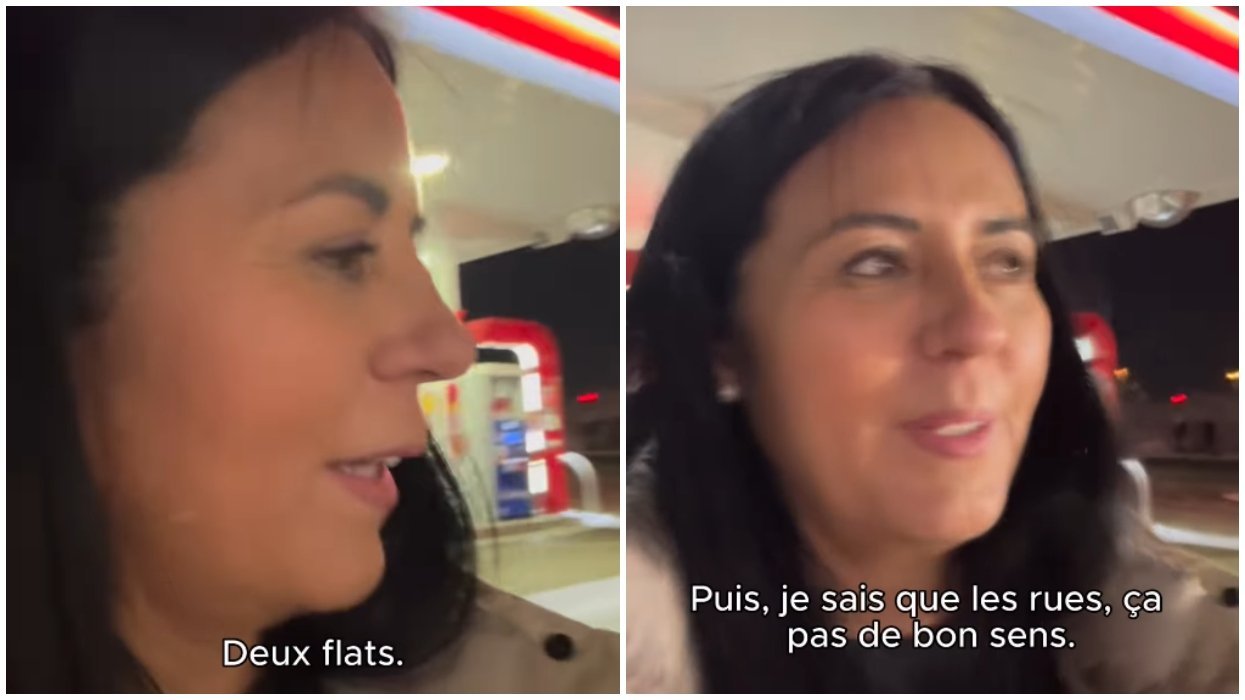 Soraya Martinez Ferrada gets two flat tires on Notre Dame Street.