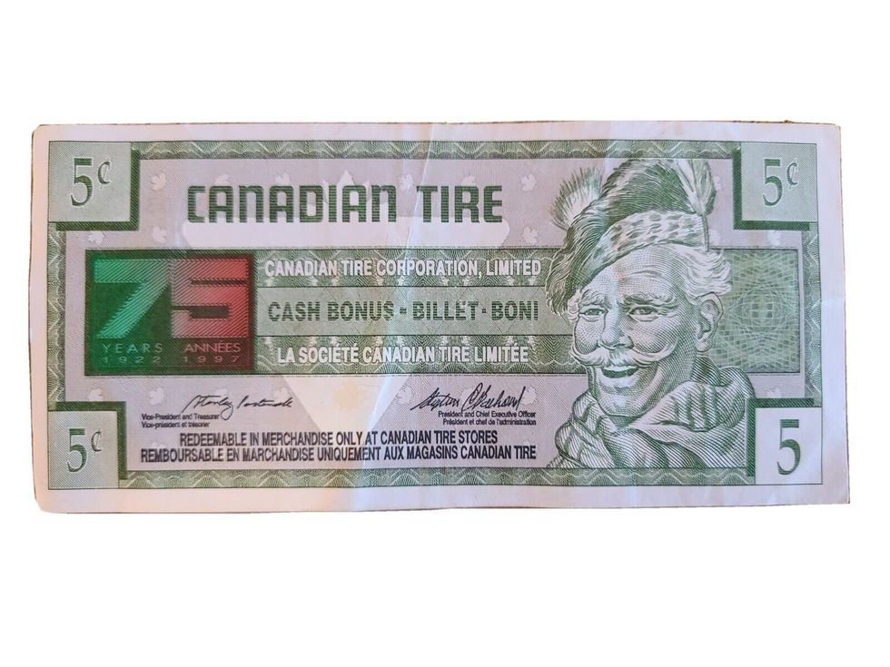 Special Edition Canadian Tire 5-cent bill