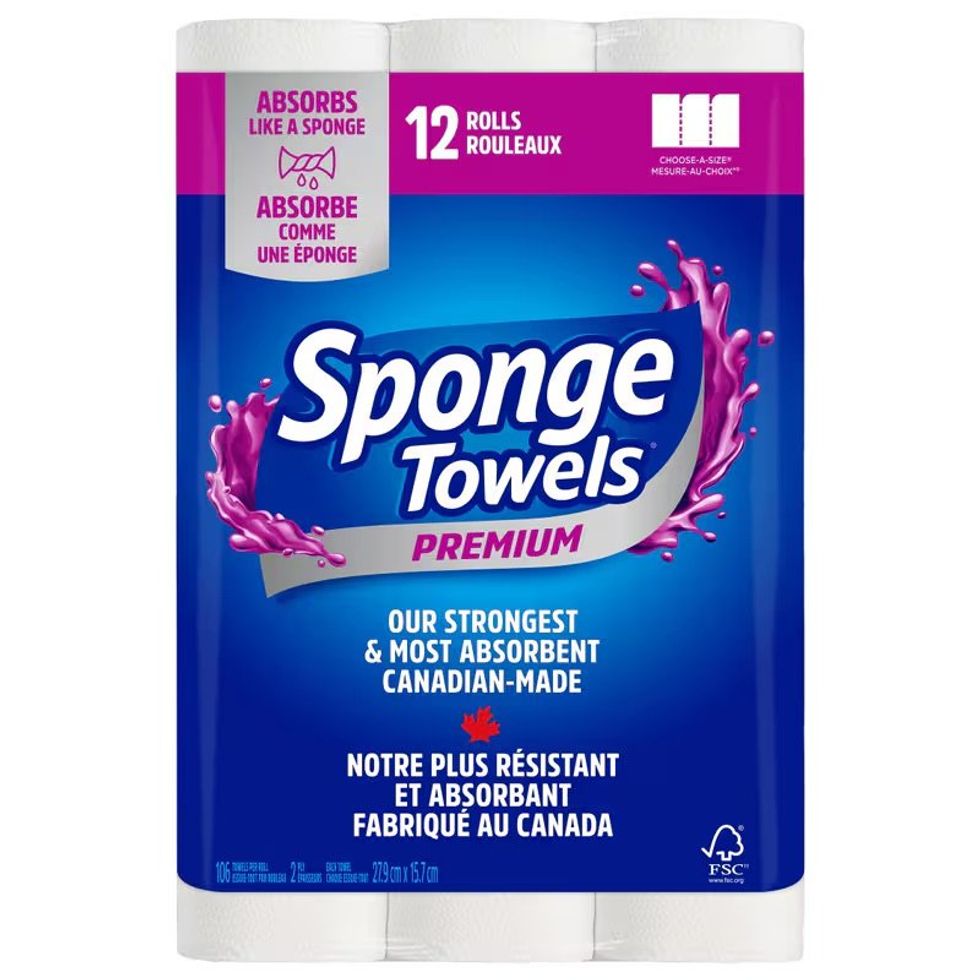 Sponge Towels Premium paper towels, 12 rolls