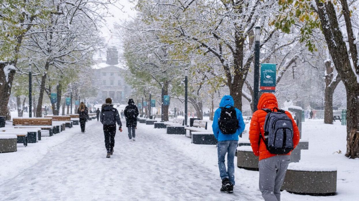 Students walking in McGill University campus.
