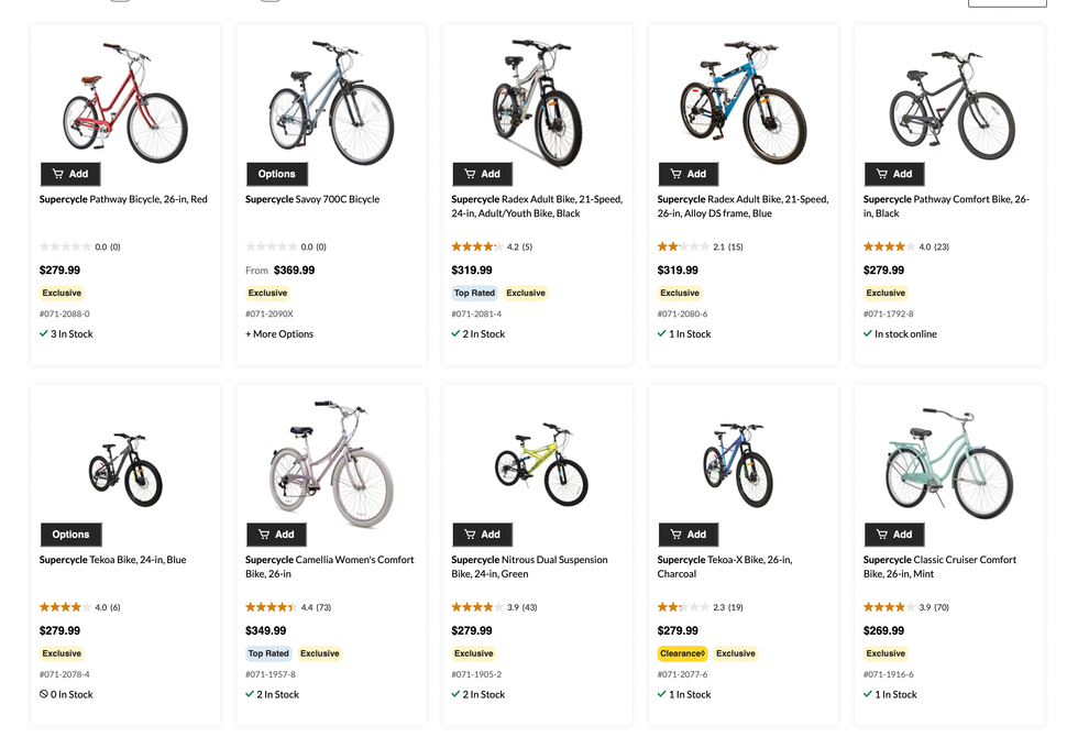 Supercycle bikes from Canadian Tire.