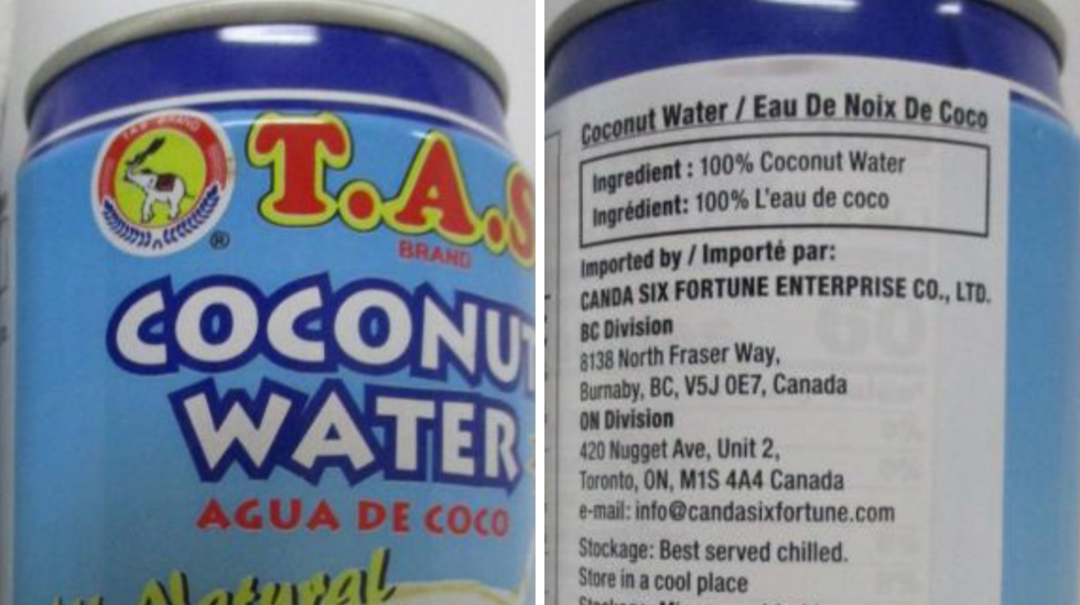 T.A.S.'s coconut water can.