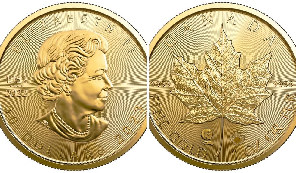 The 2023 $50 1 ounce 99.99%Pure Gold Maple Leaf Single-Source Mine bullion coin.