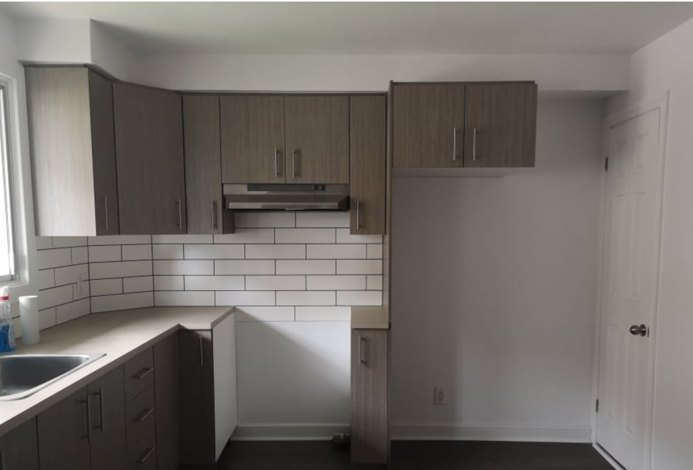The apartment's kitchen space.