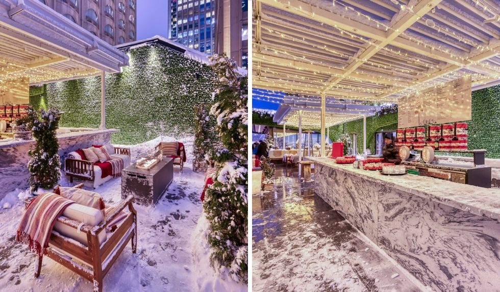 The bar and seating areas at Montreal's newest outdoor winter terrasse.