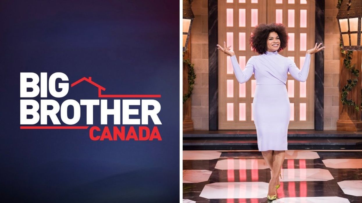 The 'Big Brother Canada' post. Right: Arisa Cox standing on the set of 'Big Brother Canada'.