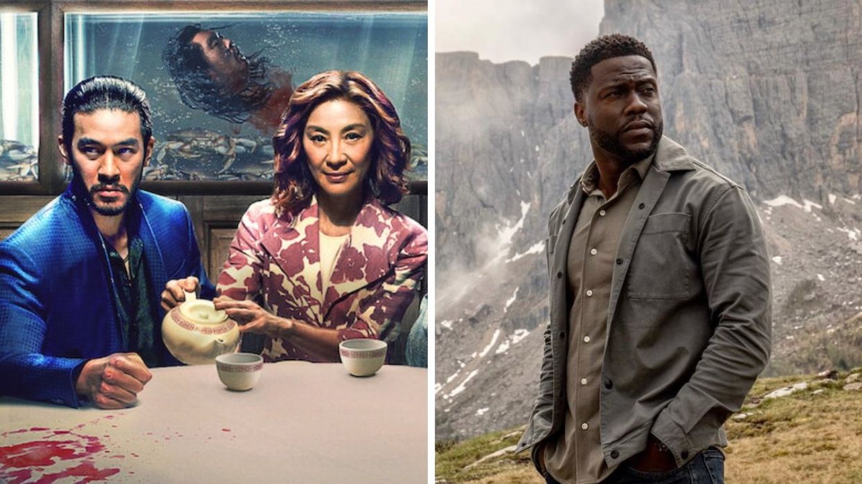 The 'Brothers Sun' Netflix series promotional image. Right: Kevin Hart in a scene from Netflix' 'Lift'.