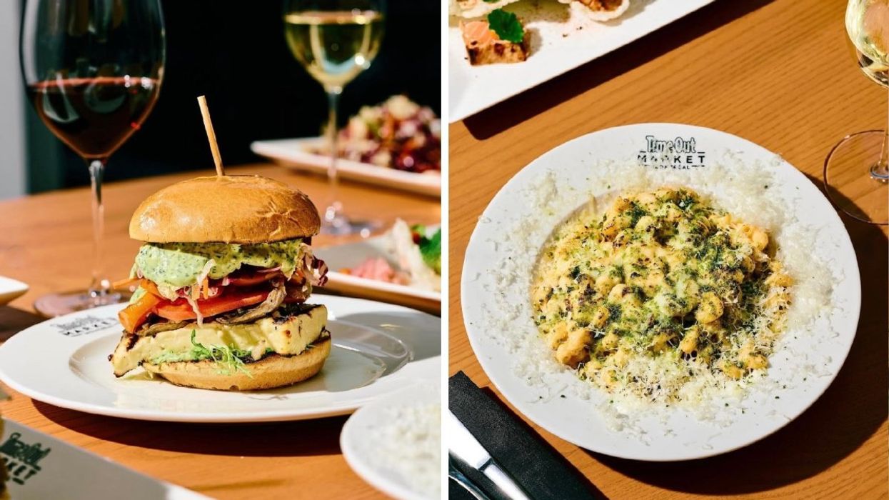 The burger and mac 'n' cheese dishes from the newest restaurant at Montreal's Time Out Market: Climats.