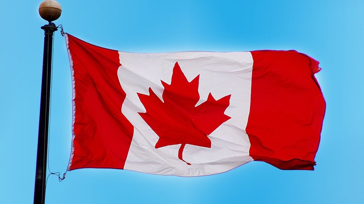 The Canadian flag waving.