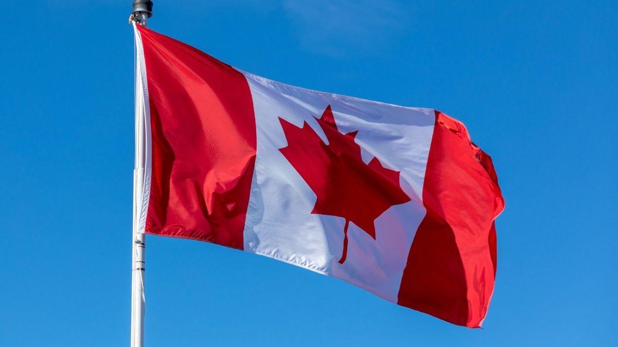 The Canadian flag waving.