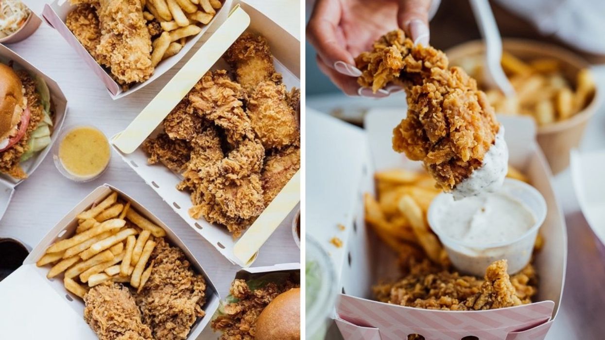 The chicken tenders and French fries from Olivia's Authentic Chicken.