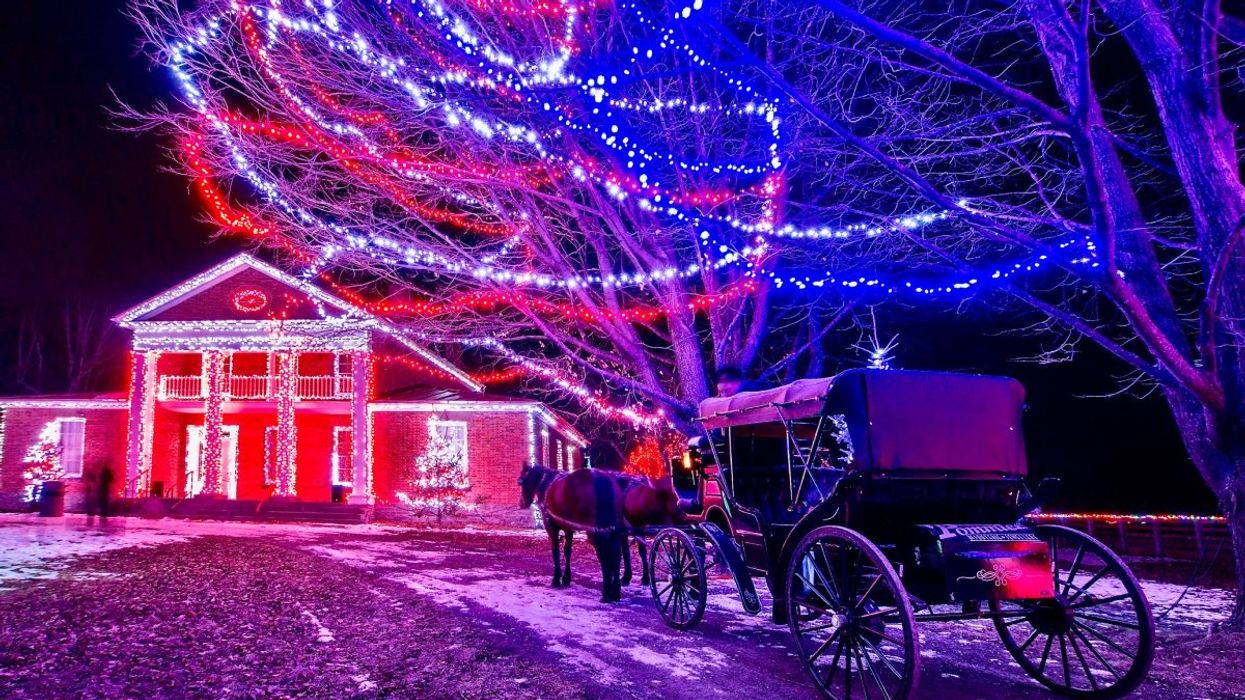 The Christmas Village in Upper Canada Village, Ontario during the winter time.