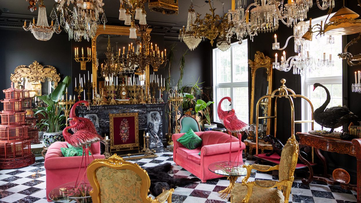 The curated collection features flamingo pinks, malachite greens and gilded curios dating back to the 1800s.