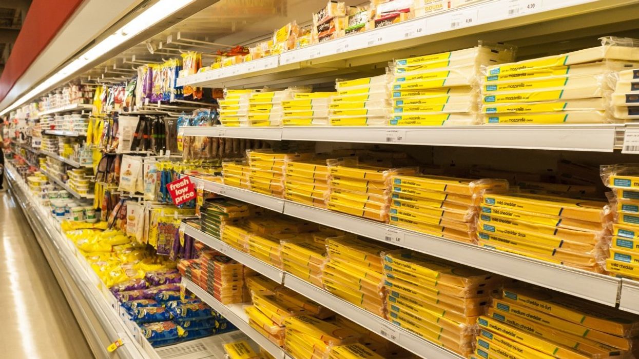 The dairy aisle of a Canadian grocery store.